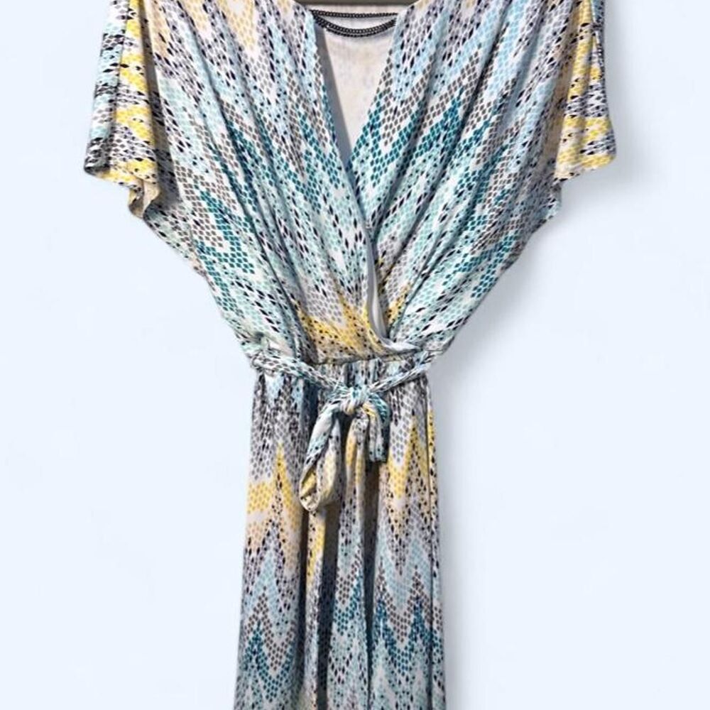 Jessica Simpson Short Sleeve Faux Wrap Multicolor Snake Print Dress Size 2
